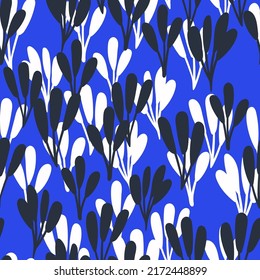 Dibujo botánico sin fisuras. Fondo floral dibujado a mano. Impresión vectorial simple inspirada en la naturaleza para tela, papel de pared, papel, paquete, papel