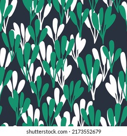 Botanical cartoon seamless pattern. Hand drawn floral background. Nature inspired simple vector print for fabric, wallpaper, stationery, package, paper