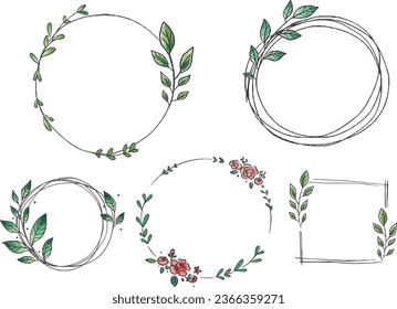 Botanical Circle frames. set of floral design element. black laurels frame branches . floral round frame vector design