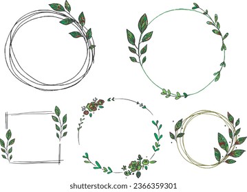 Marco de Círculo Botánico. conjunto de elementos de diseño floral. laureles negros enmarcan ramas. diseño vectorial de marco redondo floral