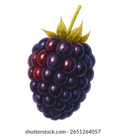 Botanical clipart of ripe boysenberry in vector style