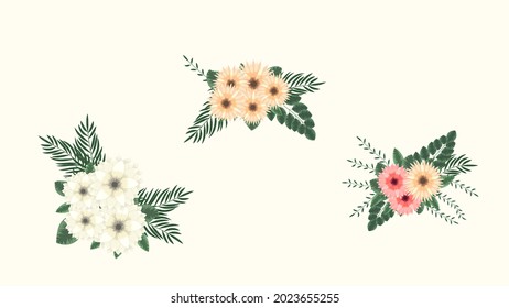 Botanical Collection Of Wild Floral Arrangements Sets With Garden Flowers, Herbs, Leaves, Branches, All Isolated As Design Elements For Banners, Postcards, Advertising, Social Media Posts, Textile,