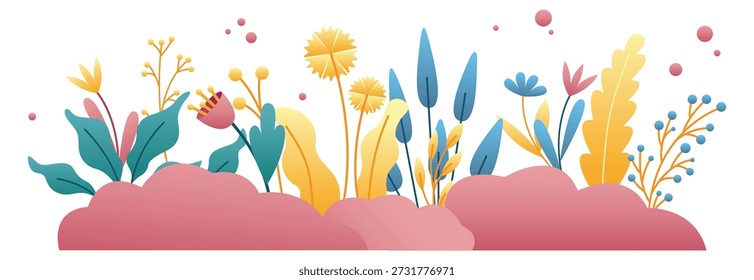 Composición botánica en estilo texturizado de moda. Cultivo de flores