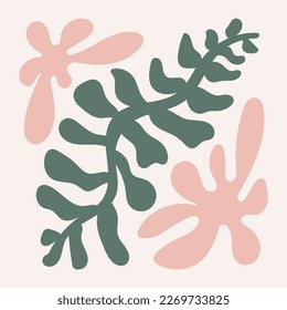 Botanical contemporary art. Cute botany isolated vector illustration for minimal greeting card, poster, birthday, interior, print