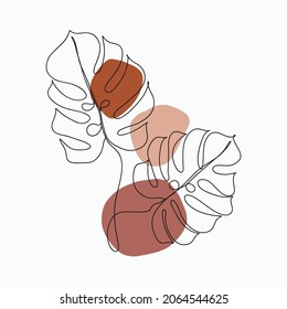 Botanical Continuous line art in elegant style. Foliage line art drawing with abstract shape.  Abstract Plant Art design for print, cover, wallpaper, Minimal and  natural wall art. Vector illustration