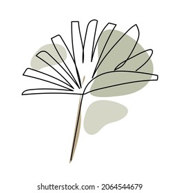Arte botánico continuo en estilo elegante. Dibujo artístico de línea de follaje con forma abstracta.  Resumen Diseño de arte vegetal para impresión, cubierta, papel tapiz, arte de pared mínimo y natural. Ilustración vectorial
