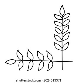 Botanical corner, ornament of flowers and leaves for decoration