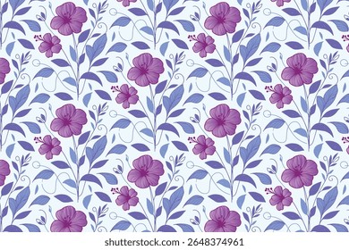 botanical cotton pattern with minimalist hand drawn floral outlines and seamless repetition for women wear production, fabric printing, and pillow design

