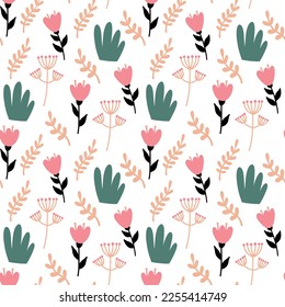 Patrón de corte botánico. Fondo del vector dibujado a mano
