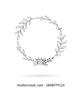 botanical decoration frame hand draw wreath