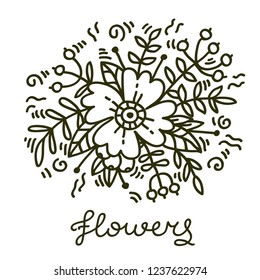 Botanical decorative flower floral doodle line element vector illustration