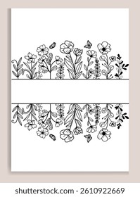 Botanical decorative frame design Hand drawn floral borders and divider with branch vector