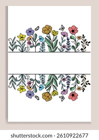 Botanical decorative frame design Hand drawn floral borders and divider with branch vector