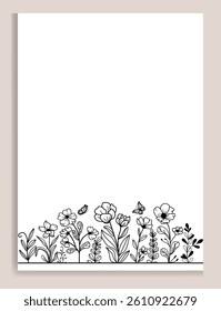 Botanical decorative frame design Hand drawn floral borders and divider with branch vector
