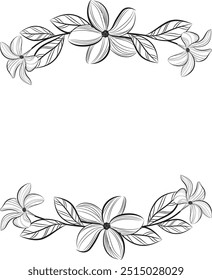 Botanical decorative frame design set . Hand drawn floral borders and divider with branch vector illustration on white isolated background