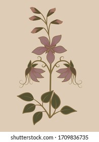 Botanical decorative hand drawn motif