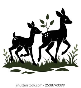 A Botanical Deer Garden Art
