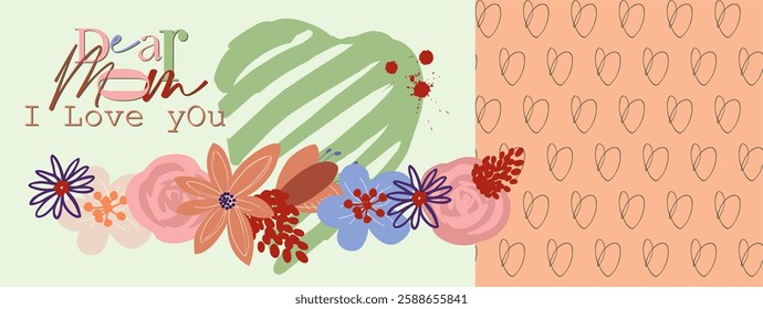 Botanical digital art (poster, card, pattern) for Mother's Day, International Women's Day. Fully editable poster for branding, advertising, printing. Vector