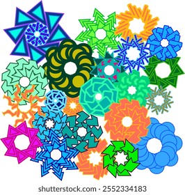 Botanical doodle background vector set. Flowers abstract shape doodle art design for print, 
wallpaper, clipart, wall art for home decoration.