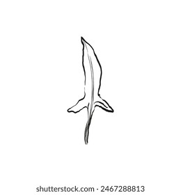 Botanical drawing. Minimal plant logo, botanical graphic sketch drawing,  meadow greenery, leaf and blooming flower abstract sketch element collection, rustic branch. Trendy tiny tattoo design, floral