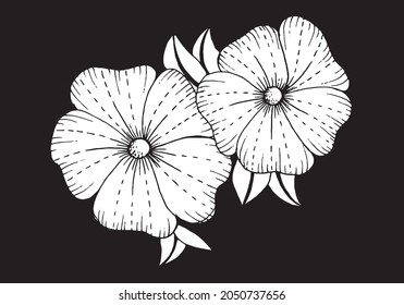  Botanical drawing. Vector hand drawn design element. Minimal plant logo, meadow greenery, leaf and blooming flower abstract sketch element, linear rustic branch. 
