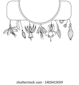 Botanical elegant frames with vintage beautiful wildflowers of ink. Delicate and romantic floral design element, perfect for templates, weddings, packaging, scrapbooking. Stock Illustration