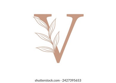 botanical element design with combination letter concept design