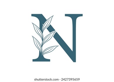 Botanisches Element-Design mit kombiniertem Buchstaben-Konzept-Design