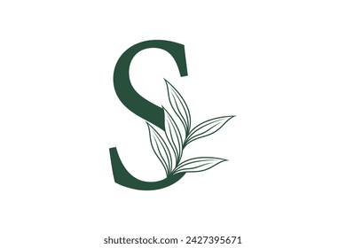 botanical element design with combination letter concept design