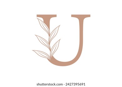 botanical element design with combination letter concept design