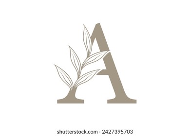 botanical element design with combination letter concept design