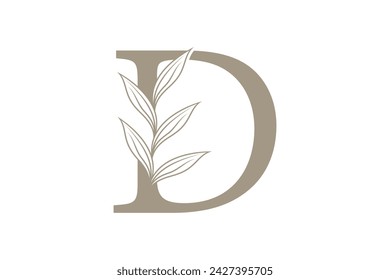 diseño de elemento botánico con diseño de concepto de letra combinada