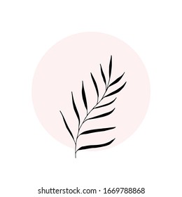 
Botanical elements of leaves on a background of a circle in warm colors.