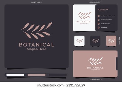 botanical elements logo vector with business card design template