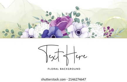 Botanical floral background template design poppy anemone flowers and rose