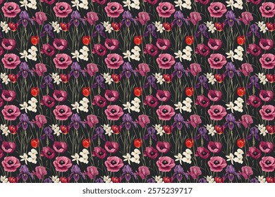 Botanical Floral Digital Seamless Pattern
