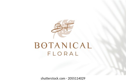 Botanical Floral element Hand Drawn Logo with Wild Flower and Leaves. Logo for spa and beauty salon, boutique, organic shop, wedding, floral designer, interior, photography, cosmetic