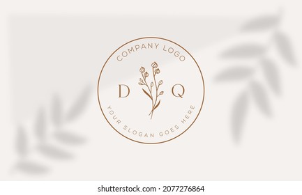 Botanical Floral element Hand Drawn Logo with Wild Flower and Leaves. Logo for spa and beauty salon, boutique, organic shop, wedding, floral designer, interior, photography, cosmetic.