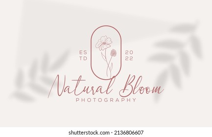 Botanical Floral element Hand Drawn Logo with Wild Flower and Leaves. Logo for spa and beauty salon, boutique, organic shop, wedding, floral designer, interior, photography, cosmetic.