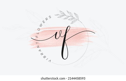 Botanical Floral element Hand Drawn Logo with Wild Flower and Leaves. Logo for spa and beauty salon, boutique, organic shop, wedding, floral designer, interior, photography, cosmetic.