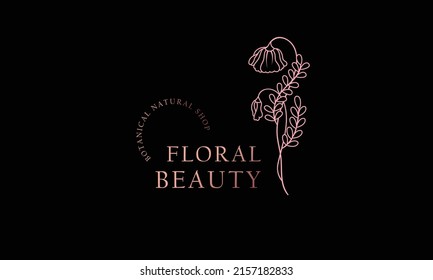 Logotipo de dibujo de mano del elemento floral botánico 
