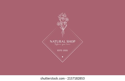Logotipo de dibujo de mano del elemento floral botánico 