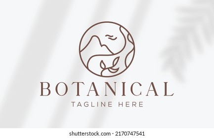 Elemento floral botánico con logotipo de mano con flores silvestres y hojas. Logo para spa y salón de belleza, boutique, tienda orgánica, boda, diseñador floral, interior, fotografía, cosmética.
