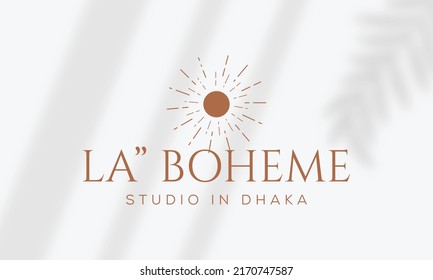 Botanical Floral element Hand Drawn Logo with Wild Flower and Leaves. Logo for spa and beauty salon, boutique, organic shop, wedding, floral designer, interior, photography, cosmetic.
