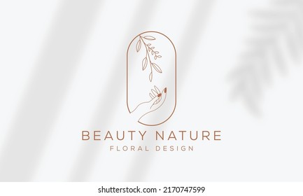 Botanical Floral element Hand Drawn Logo with Wild Flower and Leaves. Logo for spa and beauty salon, boutique, organic shop, wedding, floral designer, interior, photography, cosmetic.