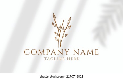 Botanical Floral element Hand Drawn Logo with Wild Flower and Leaves. Logo for spa and beauty salon, boutique, organic shop, wedding, floral designer, interior, photography, cosmetic.