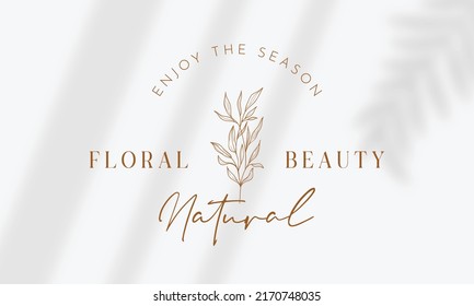 Botanical Floral element Hand Drawn Logo with Wild Flower and Leaves. Logo for spa and beauty salon, boutique, organic shop, wedding, floral designer, interior, photography, cosmetic.