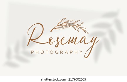 Botanical Floral element Hand Drawn Logo with Wild Flower and Leaves. Logo for spa and beauty salon, boutique, organic shop, wedding, floral designer, interior, photography, cosmetic.