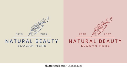 Botanical Floral element Hand Drawn Logo with Wild Flower and Leaves. Logo for spa and beauty salon, boutique, organic shop, wedding, floral designer, interior, photography, cosmetic.