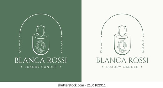 Botanical Floral element Hand Drawn  Simple candle light logo design vector